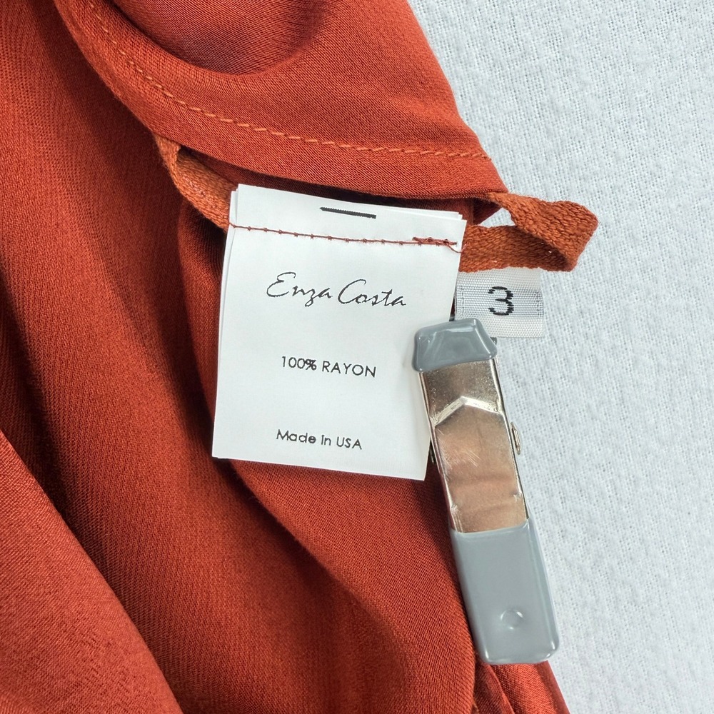 ENZA COSTA Satin Bias Slip Skirt Womens Large Umber Rust Midi Maxi Side Slit NEW - Picture 15 of 16